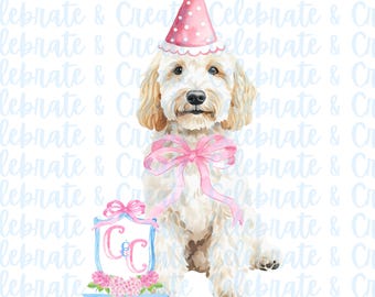 Golden Doodle Labradoodle (3) Aquarelle chien chiot PNG Clip Art Clipart grand millénaire preppy Doodles fête d&#39;anniversaire Pawty