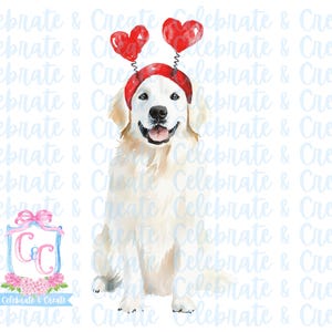 Aquarelle, chien des Pyrénées, clipart PNG Grand-millénaire Doodles AI a dessiné la Saint-Valentin chiot amour