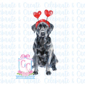 Aquarela Preto Lab Labrador Retriever Cachorro PNG Clipart Grandmillennial Doodles AI Drew Valentine Dia dos Namorados Amor de Cachorro