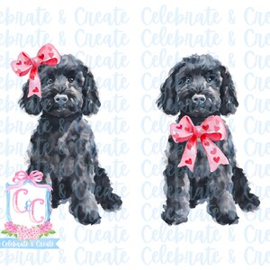 Aquarell Schwarz GoldenDoodle Golden Doodle Labradoodle Hund PNG Clipart Grandmillennial Doodles AI Zeichnete Valentinstag Welpenliebe