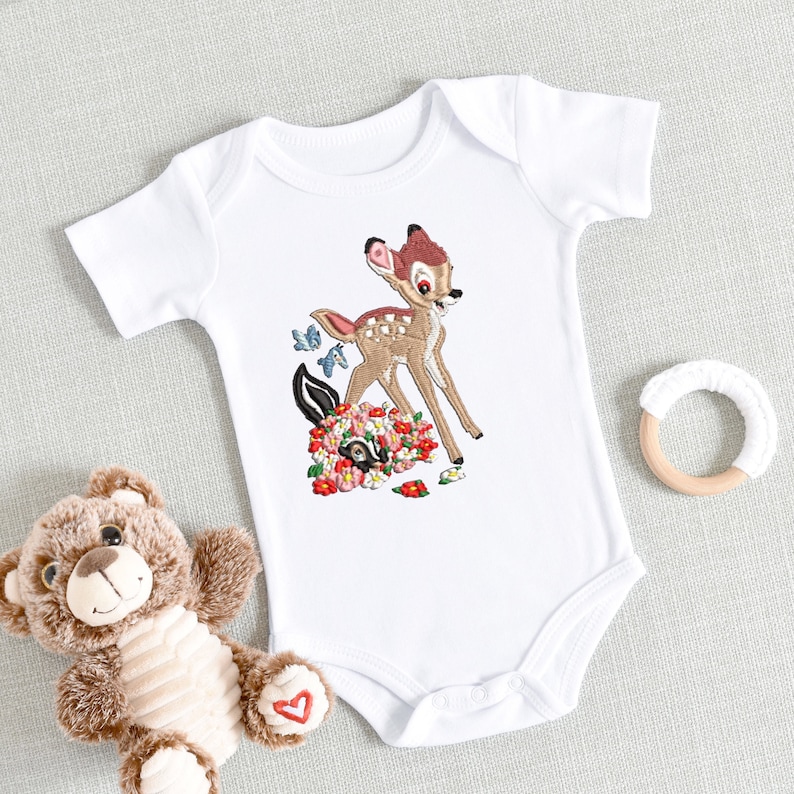 Baby Bambi Embroidered Bodysuit /onesie/bodysuits Design/clothing Kids ...