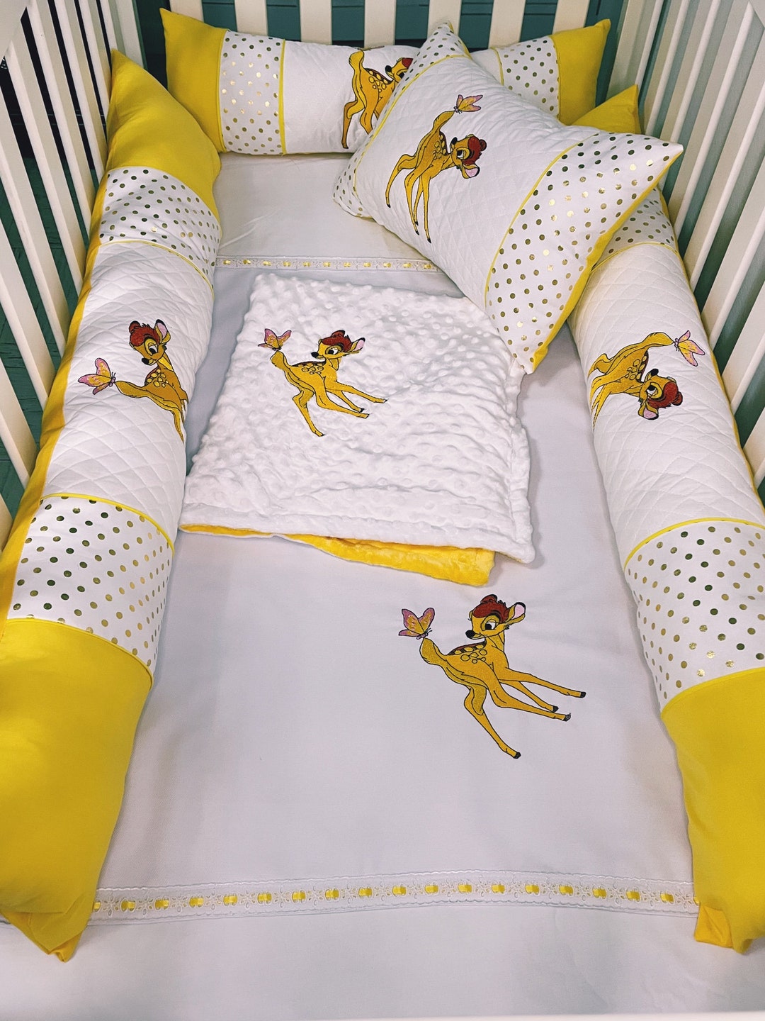 Babyhug Premium Cotton Embroidered Crib Bedding Set Seahorse Theme Large Pack of 6 - Pink