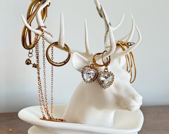 Deer Jewelry Holder with Heart-Shaped Base, Jewelry or Trinket Organizer