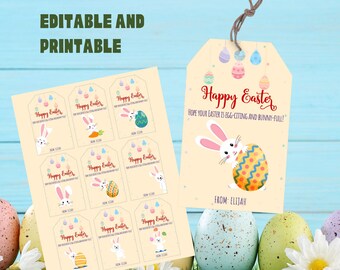 Easter Bunny Tags, Easter Bunny Print, Digital Easter Tags, Easter Basket Tags, Easter Printable, Instant Download, Jettemplate