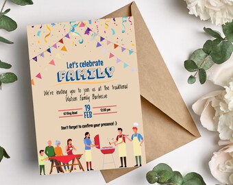 Family Barbecue Invitation, Editable Invitation, Family Day Template, Printable Template, Family Reunion Invitation, Printable Invitation