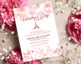 Cute valentines day invitation, Editable valentine day party invitation, Friends valentine's party, Printable Valentines Day