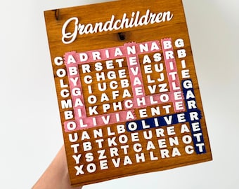 Custom Word Hunt Wood Frame, Personalized Names, Pine Board, Family Gift, Grandchildren Frame, My Family Board, Wall Decor, Home Wood Decor