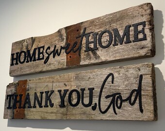 Home Sweet Home Thank You God Sign, 3D Wall Art, Customizable Assembly, Perfect for Hall Entrance or Living Room Decor
