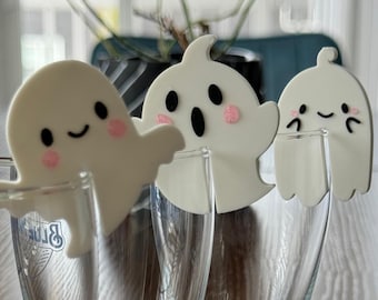 Boo Ghost Drink Toppers for Halloween Glass Decorations, Cup Tag Party Decor
