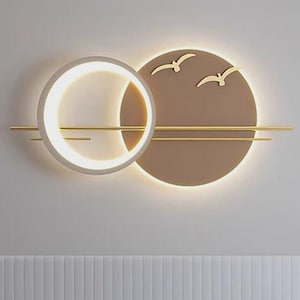 LED Sunset Wall Decor: Geometric Birds, Modern Wall Art Light