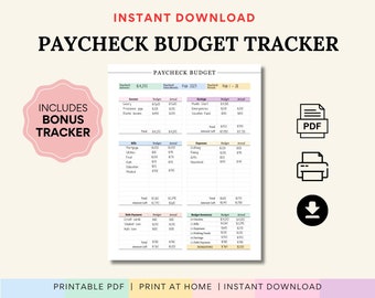 Editable Paycheck Budget Planner, Paycheck Template, Finance Planner, Printable Budget PDF, Zero Based Budget Binder, Finance Tracker