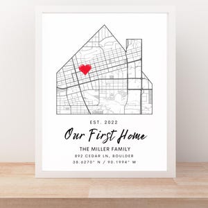 Carte personnalisée de la nouvelle maison, notre première maison pour un couple, carte du coeur, notre première maison, impressions téléchargeables