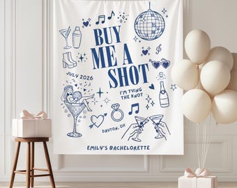 Personalized Bachelorette Party Tapestry, Custom Bride Name Weekend Banner, Buy Me A Shot Disco Banner