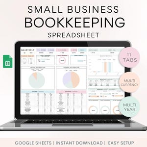 Small Business Bookkeeping Spreadsheet, Google Sheets Template, Income ...