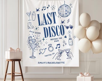 Personalized Bachelorette Party Tapestry, Custom Bride Name Weekend Banner, Last Disco Before the Ring Banner