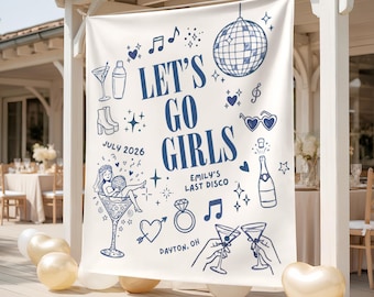Tapiz personalizado para despedida de soltera, pancarta de fin de semana con el nombre de la novia, pancarta de discoteca "Let Go Girls"