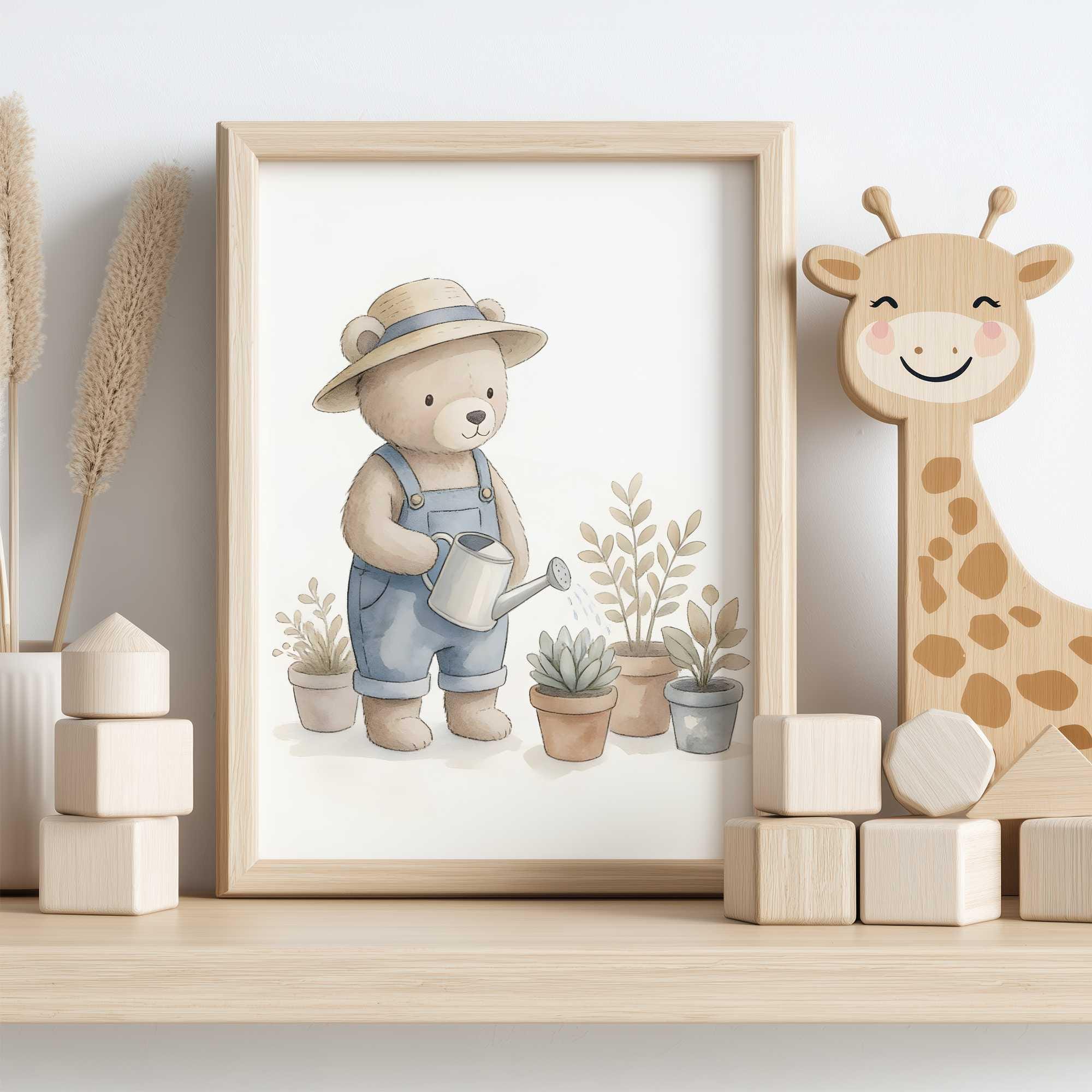 Teddy Bear Nursery Wall Art Set of 3 Prints, Blue Nursery Decor - Etsy