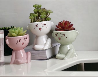 Nordic Style Home Decorative People Planter Pot, Succulent People Planter, Funny People Planter Pot, Sitting Human Ceramic Planter Vase