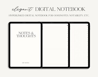 Elegant Digital Notebook | iPad GoodNotes/Notability Notebook with Hyperlinked Tabs | Student Notes | Pdf Digital Download