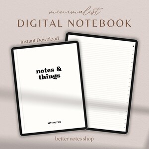 Minimalist Neutral Digital Notebook | iPad GoodNotes/Notability Notebook with Hyperlinked Tabs | Student Notes | Pdf Digital Download