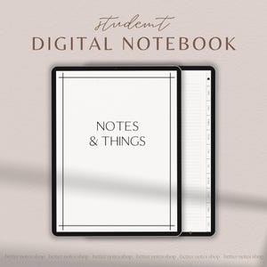 Minimalist Neutral Digital Notebook | iPad GoodNotes/Notability Notebook with Hyperlinked Tabs | Student Notes | Pdf Digital Download
