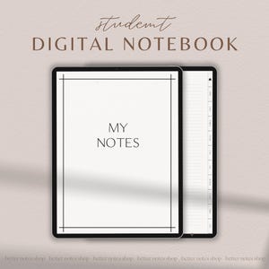 Minimalist Neutral Digital Notebook | iPad GoodNotes/Notability Notebook with Hyperlinked Tabs | Student Notes | Pdf Digital Download