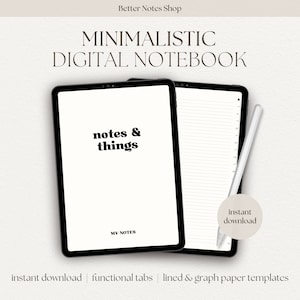 Minimalist Neutral Digital Notebook | iPad GoodNotes/Notability Notebook with Hyperlinked Tabs | Student Notes | Pdf Digital Download