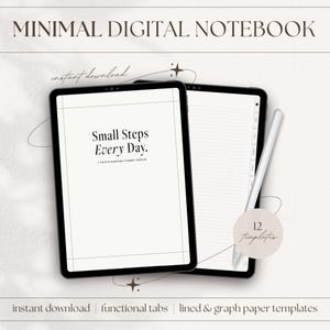 Minimalist Neutral Digital Notebook | iPad GoodNotes/Notability Notebook with Hyperlinked Tabs | Student Notes | Pdf Digital Download