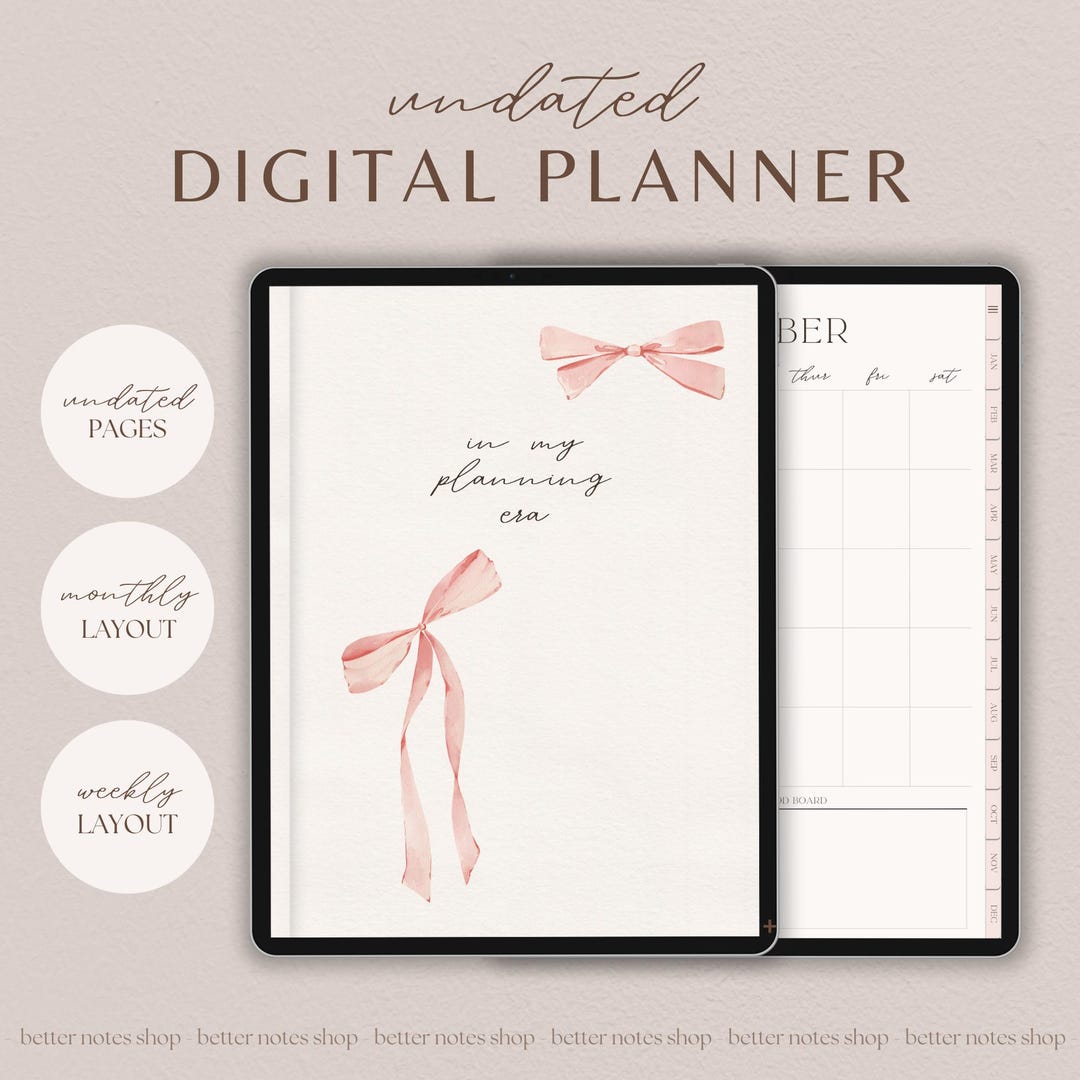 Undated Digital Planner for Ipad, Monthly Weekly, Digital Download - Etsy