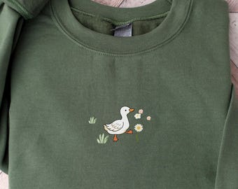 Geese and Flowers Sweater Cute Duck Sweater Farm Animal Sweater Silly Goose Sweatshirt Flower Sweatshirt Gift For Friends Bird Lover Gift