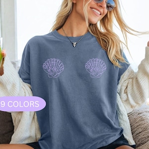 Seashell Bra T Shirt Mermaid T Shirt Cute Summer Shirt Coastal Shirt Gift Beach Tee Summer Shirt Gifts Summer Women Shirt