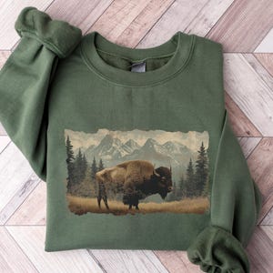 Bison Sweatshirt, Buffalo Liebhaber Sweatshirt, Vintage Buffalo Pullover, Büffel Rundhalsausschnitt Geschenke für sie, Bison Gesicht Hoodie