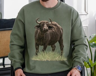 Buffalo Sweatshirt Men Hunting Gifts, Bison Sweatshirt Wilderness Nature Explorer Gifts, Outdoor Men Gifts, Explorer Sweatshirt