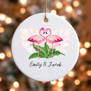 Couple Ornament Flamingo Ornament Flamingo Decor Custom Couple Gift Flamingo Lover Gift Tropical Ornament Pink Flamingo Seasonal Ornament