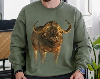 Buffalo Sweatshirt Men Hunting Gifts, Bison Sweatshirt Wilderness Nature Explorer Gifts, Outdoor Men Gifts, Explorer Sweatshirt