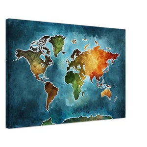 World Map Canvas Watercolour Inspiring Beautiful Continents