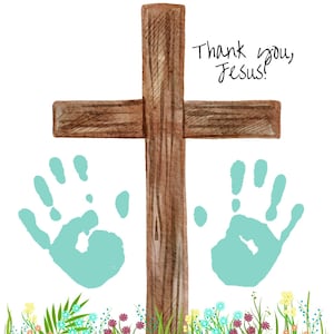Easter Handprint Art, Keepsake Cross Craft (Digital Download)