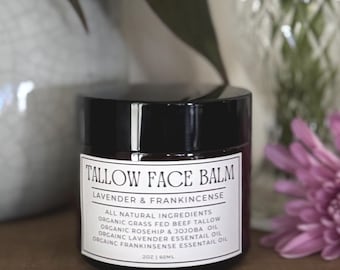 Tallow Face Balm | Non-Toxic Face Moisturizer | Organic Grass-Fed Tallow Skincare | Lavender & Frankincense Balm