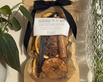 Cozy Autumn Simmer Pot Kit – Dried Orange & Apple Slices, Cinnamon Sticks, Cloves and Vanilla Beans | Fall Home Fragrance