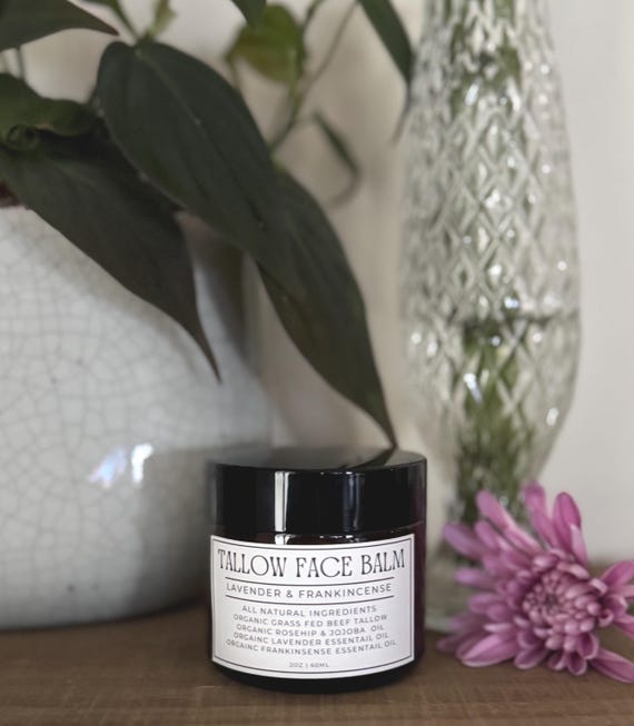 Tallow Face Balm | Non-Toxic Face Moisturizer | Organic Grass-Fed Tallow Skincare | Lavender & Frankincense Balm