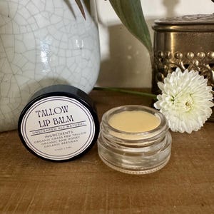 Unscented Tallow Lip Balm | All-Natural Lip Moisturizer | Organic Grass-Fed Tallow, Honey & Beeswax | Nourishing Lip Care image 3