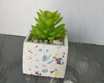 Handmade Terrazzo Concrete Square Pot: Modern Cement Planter