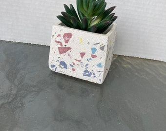 Handmade Terrazzo Concrete Square Pot: Modern Cement Planter
