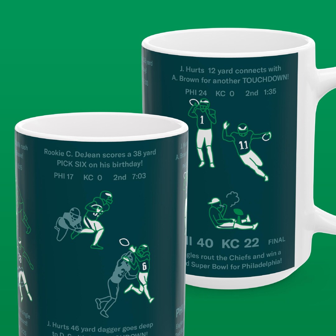 Philadelphia Eagles 15 Oz Xl Coffee Tea Mug, NFL Super Bowl LIX ...