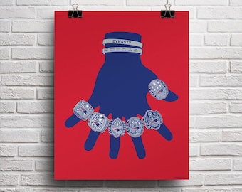 New England Patriots 16x20 Poster Super Bowl Rings, Champs Dynasty Print, Brady Belichick Wall Art Decor, Gronk, Boston Pats Memorabilia