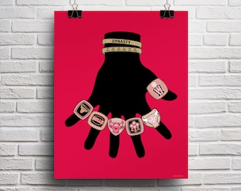 Chicago Bulls Michael Jordan Rings Poster, 16x20 NBA Championship Dynasty Poster Print, Decor Wall Art Basketball Gift Sports Memorabilia