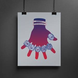 New England Patriots 16x20 Poster Super Bowl Rings, Champs Dynasty Print, Brady Belichick Wall Art Decor, Gronk, Boston Pats Memorabilia