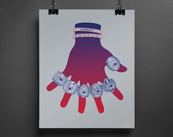 New England Patriots 16x20 Poster Super Bowl Rings, Champs Dynasty Print, Brady Belichick Wall Art Decor, Gronk, Boston Pats Memorabilia