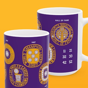 Showtime LA Lakers 15 oz XL Kaffeetasse, NBA Basketball Magic Johnson Kareem Abdul-Jabbar Los Angeles Dynasty Champs Kobe Sport-Fan Geschenk