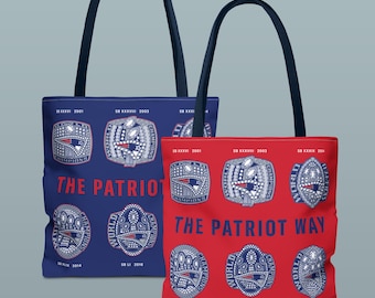 New England Patriots NFL Super Bowl Championship Hand Design Tote Grocery  Bag - Football Dynasty Tom Brady Gronk Belichick